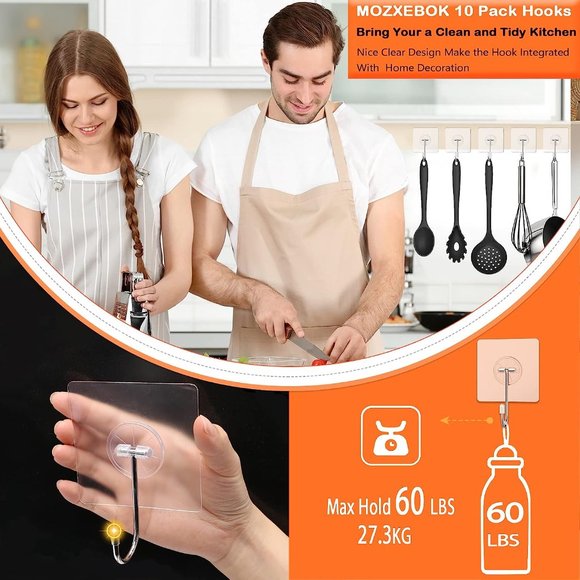 New 10 pack Wall Hooks for Kitchen Organization and Storage - Picture 6 of 8